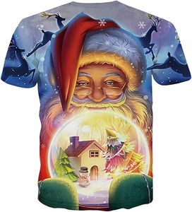 2025 yeşil noel T-shirt aile çocuklar toptan grafik noel erkek t-shirtü baskı komik Led Merry Christmas T-shirt - Product Image 6