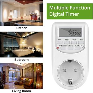 Interruttore Timer Plug-in programmabile settimanale 24 ore su 24 220V presa Timer digitale elettrica ue/regno unito/usa - Product Image 3