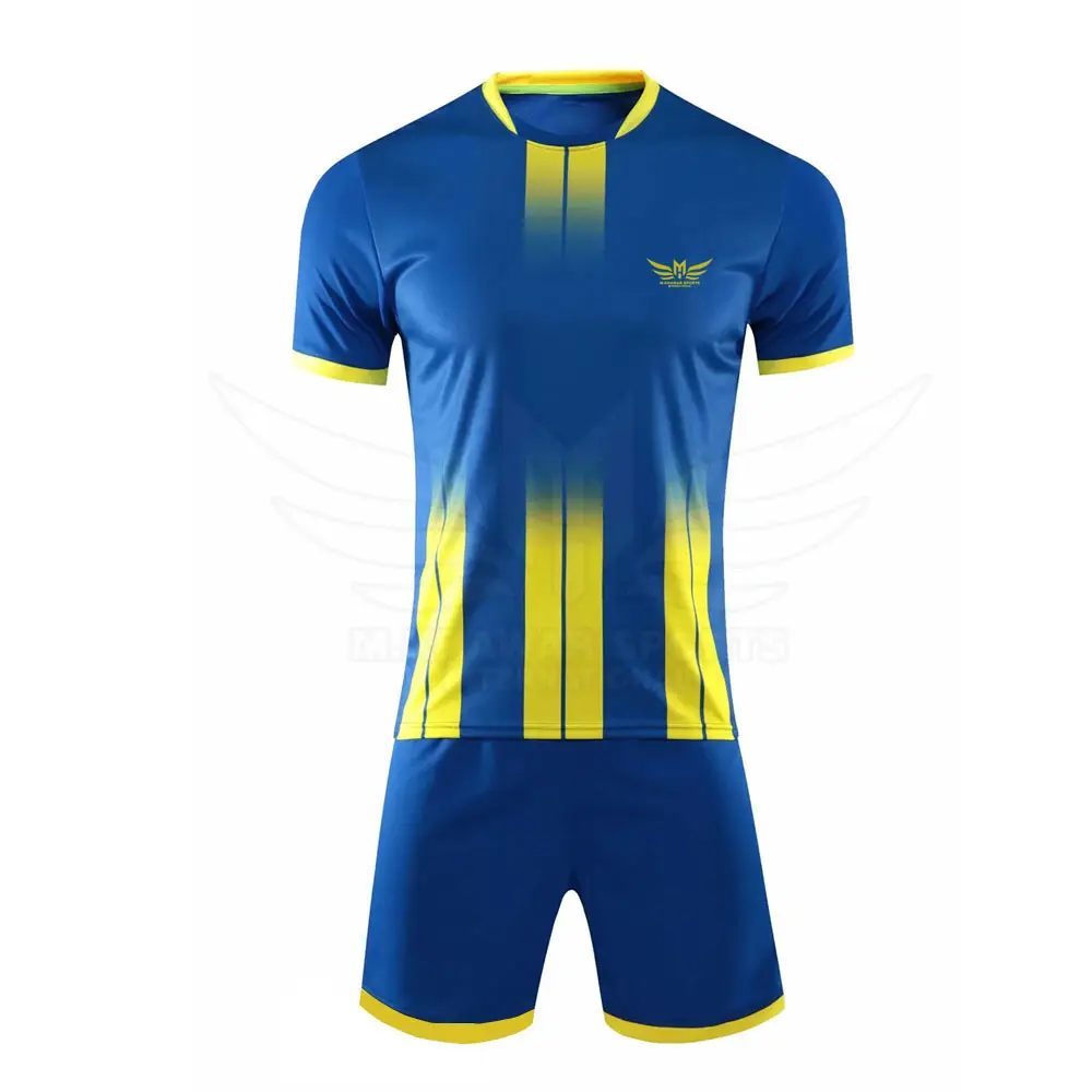 Diseña tu propio uniforme de fútbol al por mayor, conjunto de uniformes de fútbol con logotipo impreso personalizado, uniforme de equipo fabricado en Pakistán