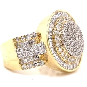 Vvs moissanite 925 כסף מצופה זהב צהוב טבעת אירוסין משובצת יהלומים לנשים