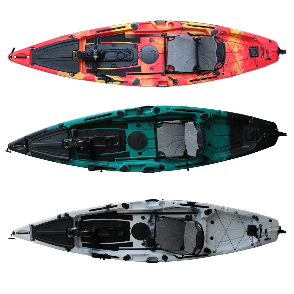 Kayak de pesca profesional personalizado gran oferta LLDPE bicicleta de agua para una persona pie eléctrico portátil Barco de pedales de plástico