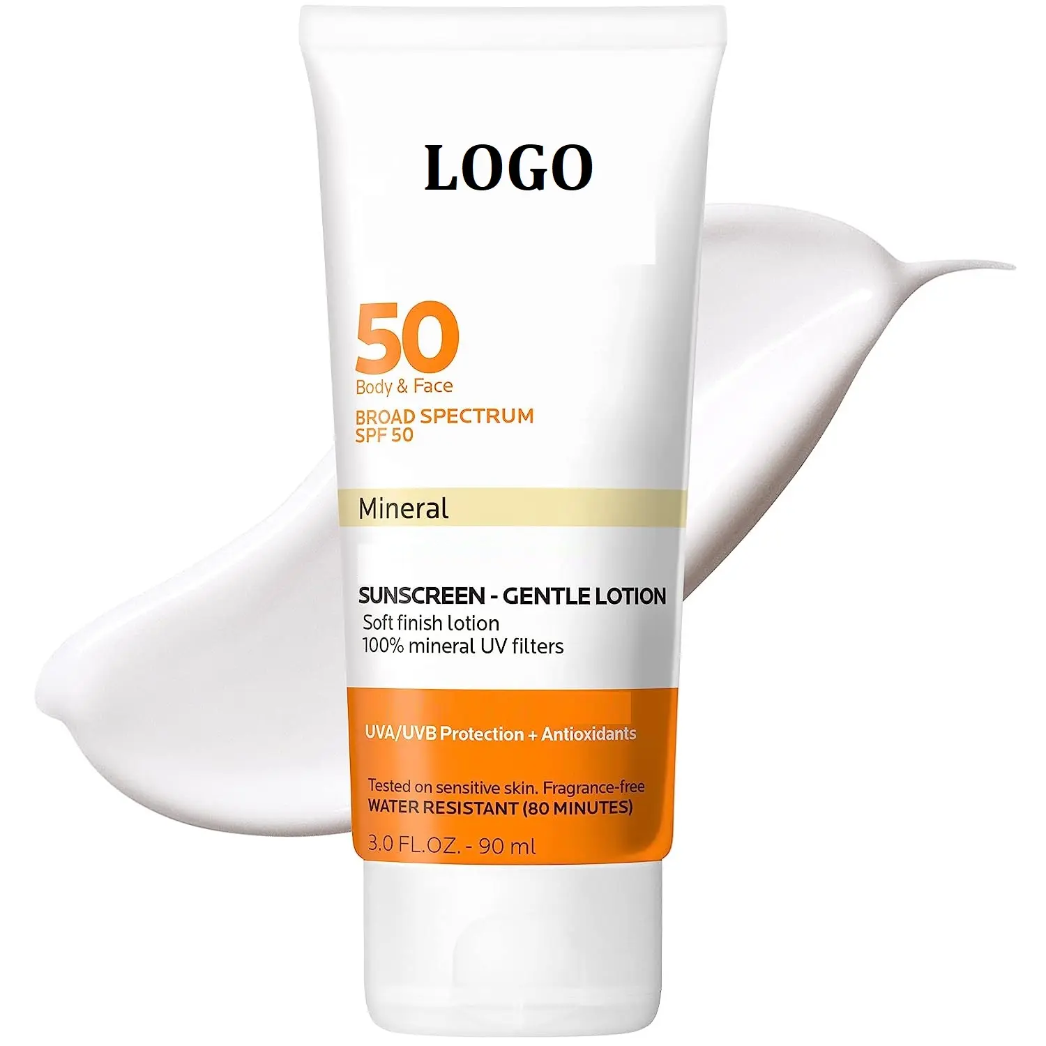 Crème solaire biologique à large spectre active SPF 50 + Lotion minérale pour le visage et le corps Crème solaire physique résistante à l'eau et non grasse