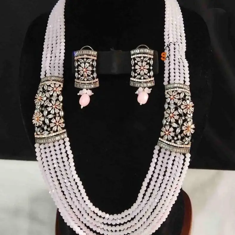 Colar de pedra de bronze para mulheres, novo conjunto de joias com linhas de quartzo e contas de pedra natural esmeralda esmeralda
