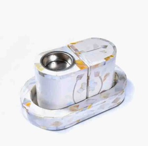 Şık kemik kakma ve inci Bakhoor brülör Set masa akrilik Mabkhara tütsü ve dekor için tepsi ile - Product Image 5