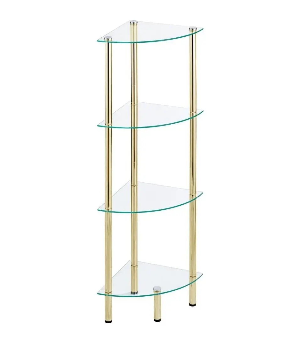 Moderne Glazen Hoek 4-Tier Opslag Organizer Torenkast Met Open Planken Display Meubels Voor Badkamer Kantoor Slaapkamer Livin