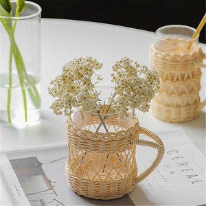新作トレンディーなベーシックルーズウィーブ海草ラップガラス織りライトイエロー海草キャンドル奉納品