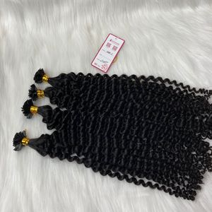 En çok satan Kink kıvırcık derin kıvırcık i-ucu Keratin İpucu Microlink doğal uzatma insan saçı postiş hayır arapsaçı hiçbir dökülme
