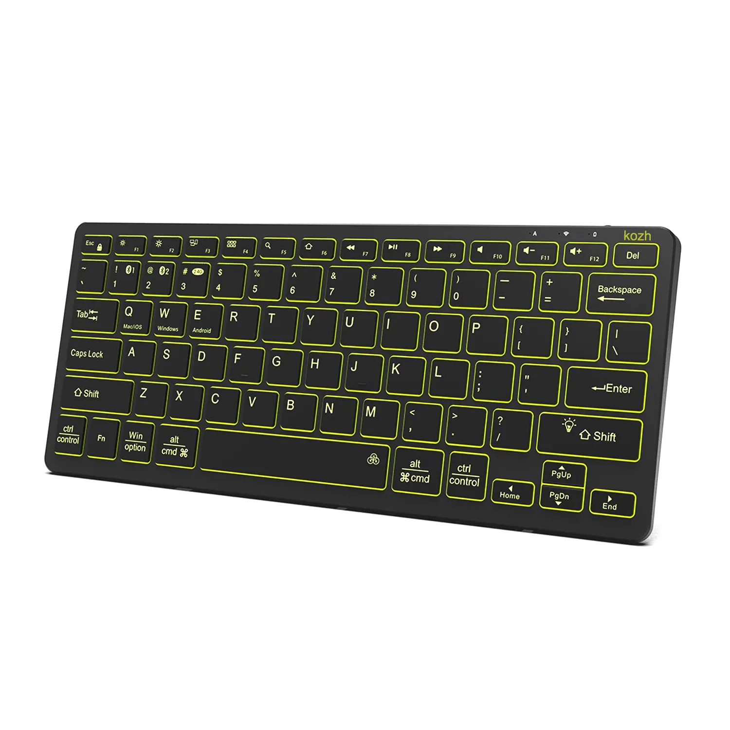 KOZH NEU Low Profile Typ C Wiederauf ladbar 7 Farben RGB Hintergrund beleuchtung Tragbar Bluetooth Mini-Tastatur Drahtlos Für Tablet