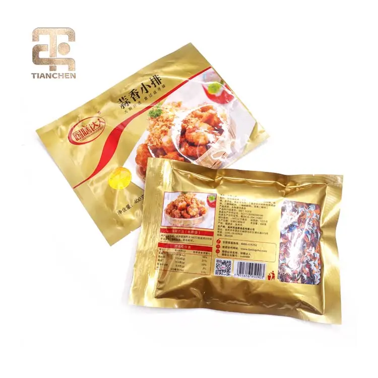 Fabricante de China bolsa personalizada al vacío laminada de plástico transparente de grado alimenticio carne pollo pescado bolsa de alimentos congelados