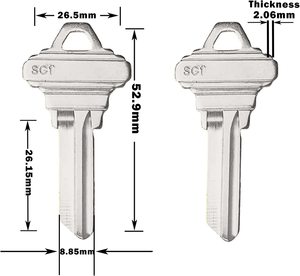 SC1-NP boş anahtar boşlukları, kesilmemiş boş tuşlar, Kwikset-SC1 için bakır yapıları boş tuşlar - Product Image 5