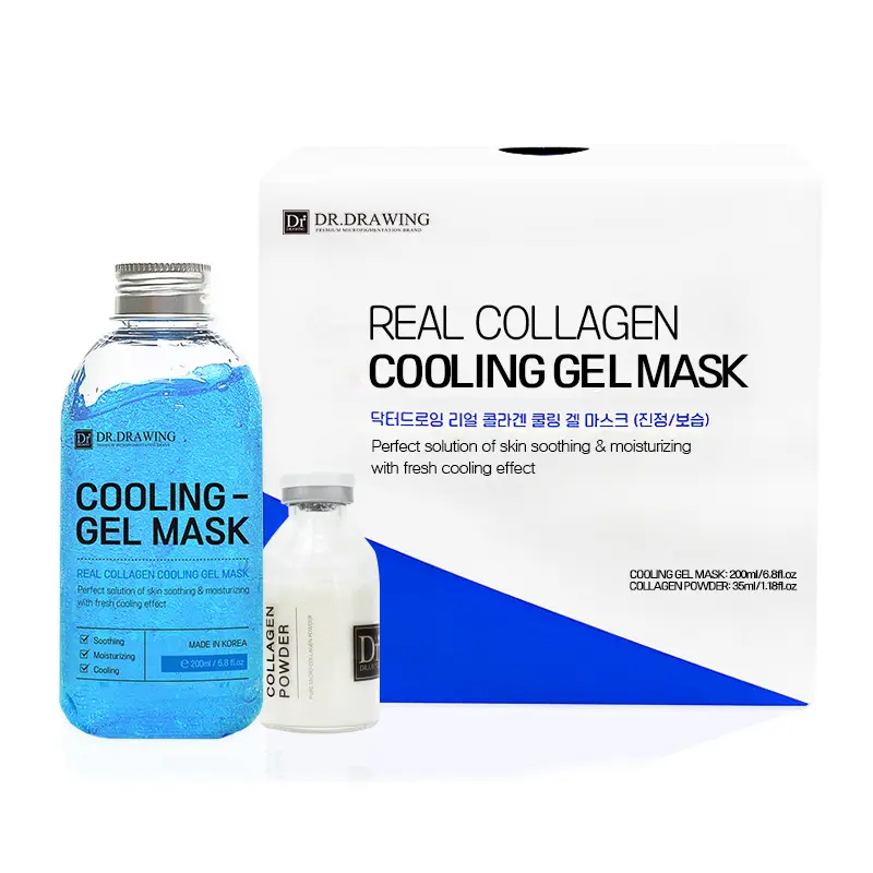 Mascarilla hidratante vegana de colágeno para el cuidado de la piel coreana, Etiqueta Privada, Gel refrescante, cuidado facial en polvo, DR.DRAWING Mask Pack, Gel calmante