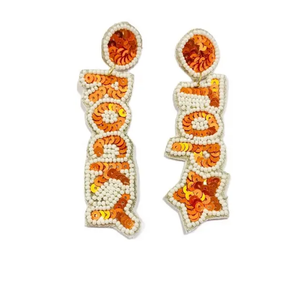 FIGHT TEXAS Collegiate Beaded Earrings-オーバーン大学ビーズ大学ゲームデーテネシー州がインドからイヤリングを発表