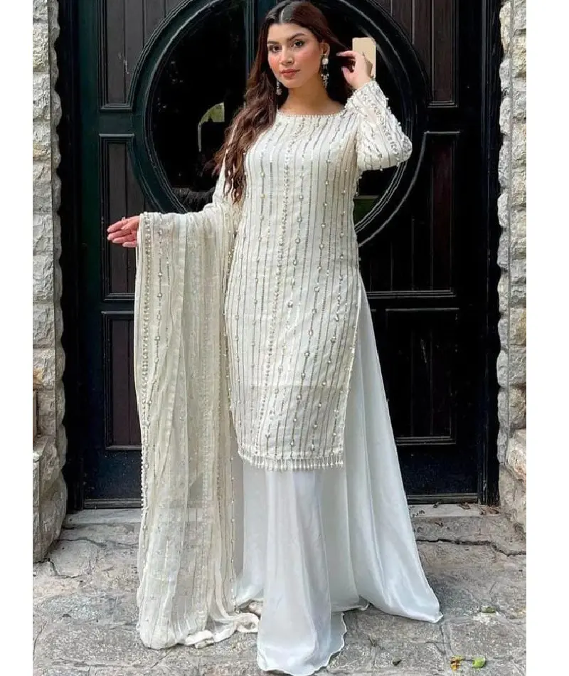 Schwerer Designer Faux Georgette Salwar Kameez Anzug im indischen und pakistani schen Stil für indische Hochzeits-und Festival-Funktions kleidung
