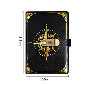 LABON A5 Refillable Locking Diary <strong>Notebook</strong> Vintage PU Leather Password Journal <strong>with</strong> <strong>Lock</strong> Creative Gift Set for Students - Product Image 5
