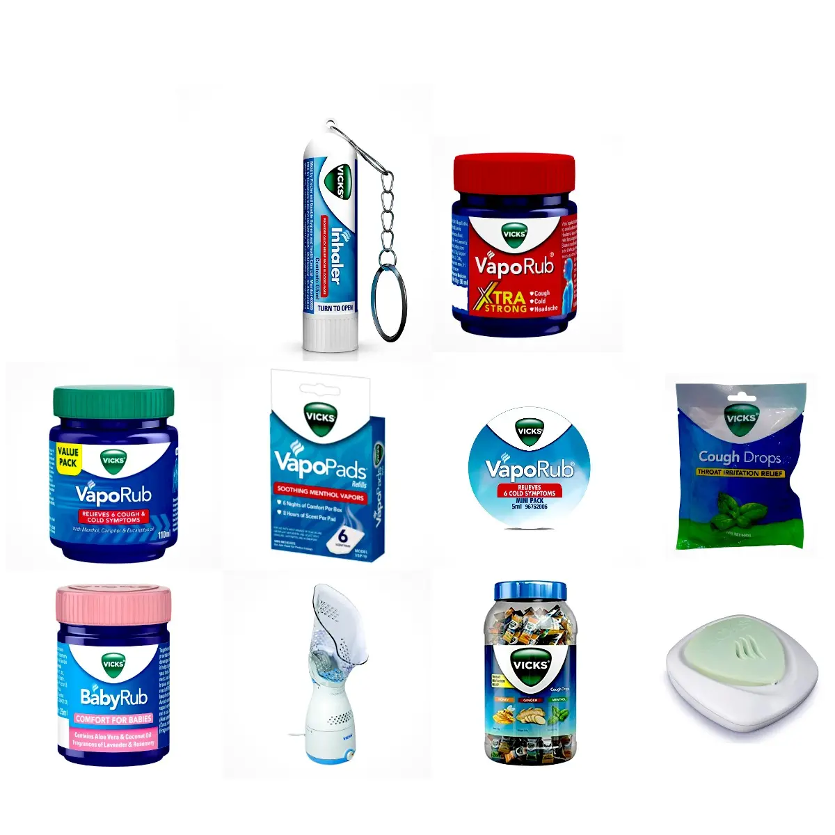 Vicks vaporub inalador, babyrub tote vapopad suavizante vapores menthol pessoal seno inalador