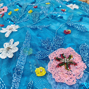 女性用最新デザインビーズネット生地ウェディングドレス手作り刺繍トリコットニットテクニック女の子向け環境にやさしい