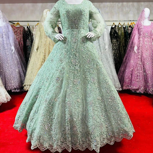 Kadınlar için son tasarımcı Indo batı Net <span class=keywords><strong>Lehenga</strong></span> işlemeli düğün ve parti giyim koleksiyonu
