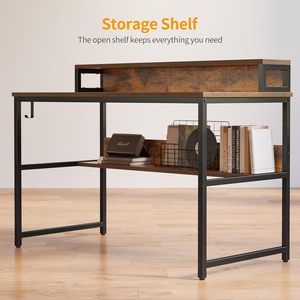 Contemporary <strong>Simple</strong> <strong>Desk</strong> Study Writing Table <strong>Computer</strong> <strong>Desk</strong> Home Office with Storage for Small Space Bedroom - Product Image 4