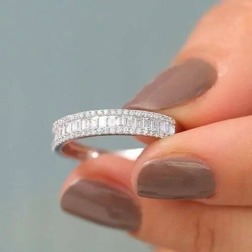 Di alta qualità all'ingrosso 2 Ct Baguette laboratorio-creato diamante anello di fidanzamento in argento 925 gioielli