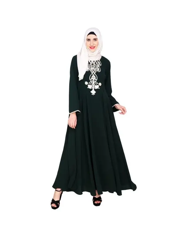 Flare Dubai Style lino Modest Abaya Modern Causal Turkey Style Abaya front Open Abaya abito modesto musulmano caldo