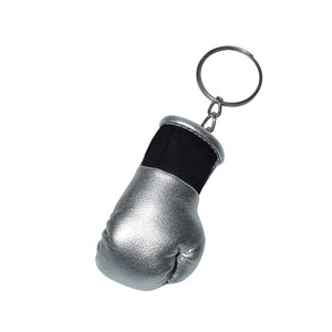 Personalizado Mini PU Leather Boxing Luvas Keyring com PVC Aço Inoxidável Prata Cor Keyring Melhor Presente para Boxer