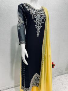 NEW DESIGNER HEAVY FAUX GEORGETTE PAKISTANIカラースーツセットフルヘビー刺繍コーディングシーケンスワークカジュアルウェアドレススーツ - Product Image 5