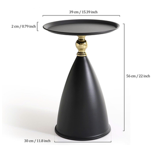 黑色圆形小边桌，客厅、沙发、卧室和躺椅的现代基座茶几。 - Product Image 4