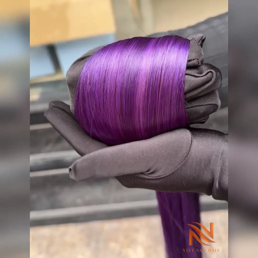 Cabelo cru virgem cor violeta da moda feito sob encomenda para cutícula remy trama extensões de cabelo bom preço humano desenho duplo