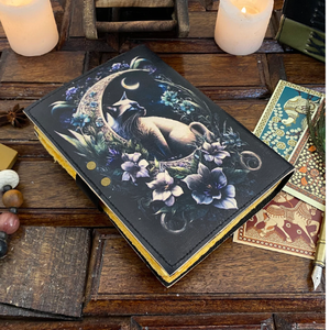 Handmade Leather Journal for Cats Cute Aesthetic Notebook with Deckle Edge Pages &amp; C Lock Printed <strong>Style</strong> for Daily <strong>Writing</strong> - Product Image 3