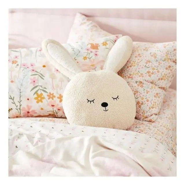 Casa ricamata coniglietto faccia di coniglio federa 3d fiore cuscino carino ragazza peluche divano da comodino cuscini e coperte