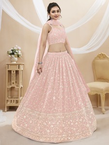 เซ็ตผ้าจอร์เจียปักเลื่อมสำหรับเสื้อผ้าอินเดียชุดโชลี่ lehenga จากผู้ค้าส่งอินเดีย - Product Image 3