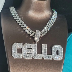 Özel 10k beyaz katı altın Miami küba bağlantı kolye ile 20KT <span class=keywords><strong>LG</strong></span> elmas zincir VVS Moissanite için rapçiler adam hediye
