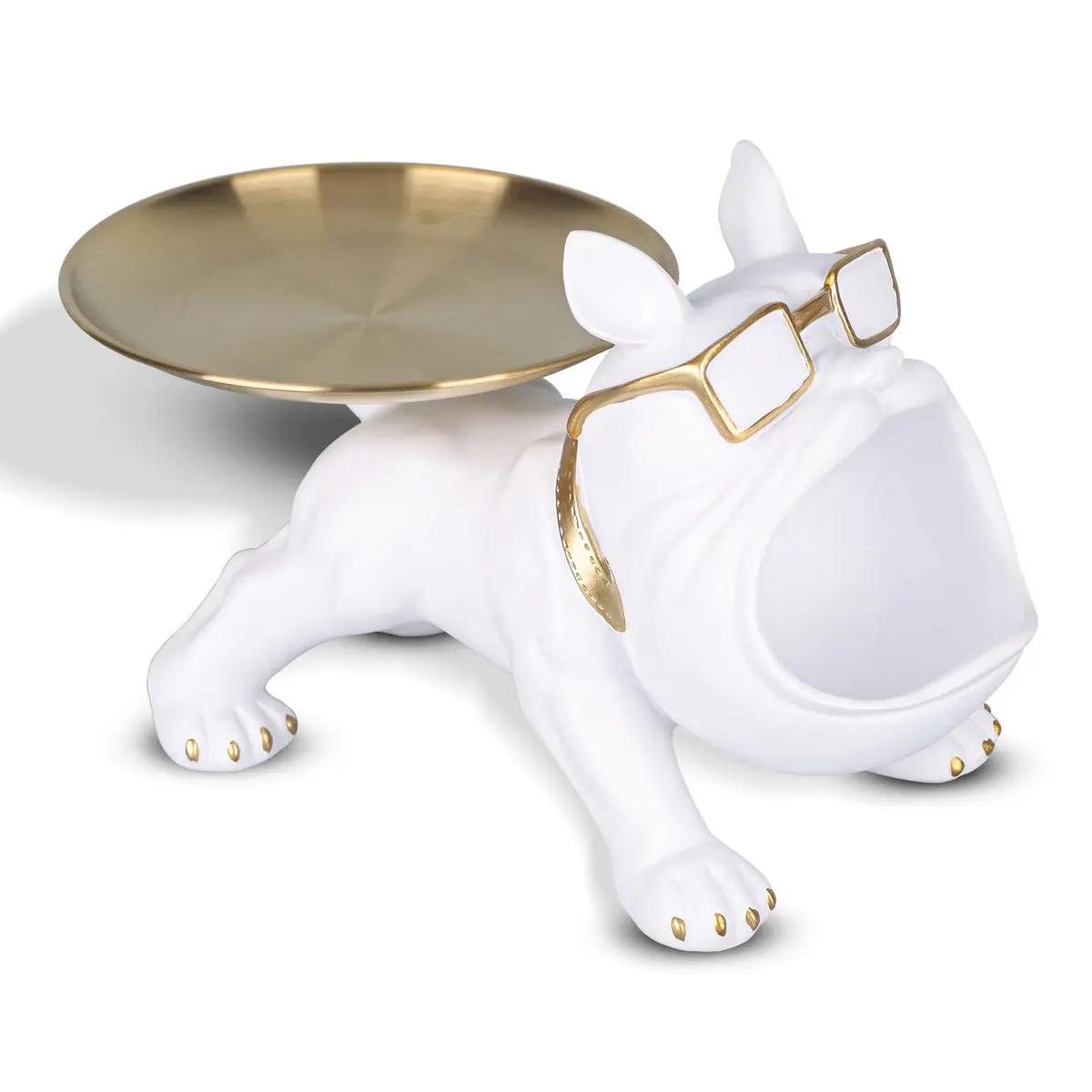 Ustom-figura decorativa de perro de color blanco, estatua de resina de Bulldog Francés, decoración