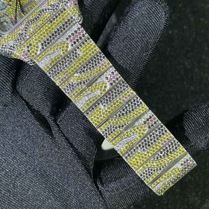 男性用カスタムタイガーテーマMoissaniteウォッチ | シルバーメッキスクエアケース腕時計 | VVS Iced Out Luxury Hip Hop <span class=keywords><strong>Watch</strong></span> | 動物-