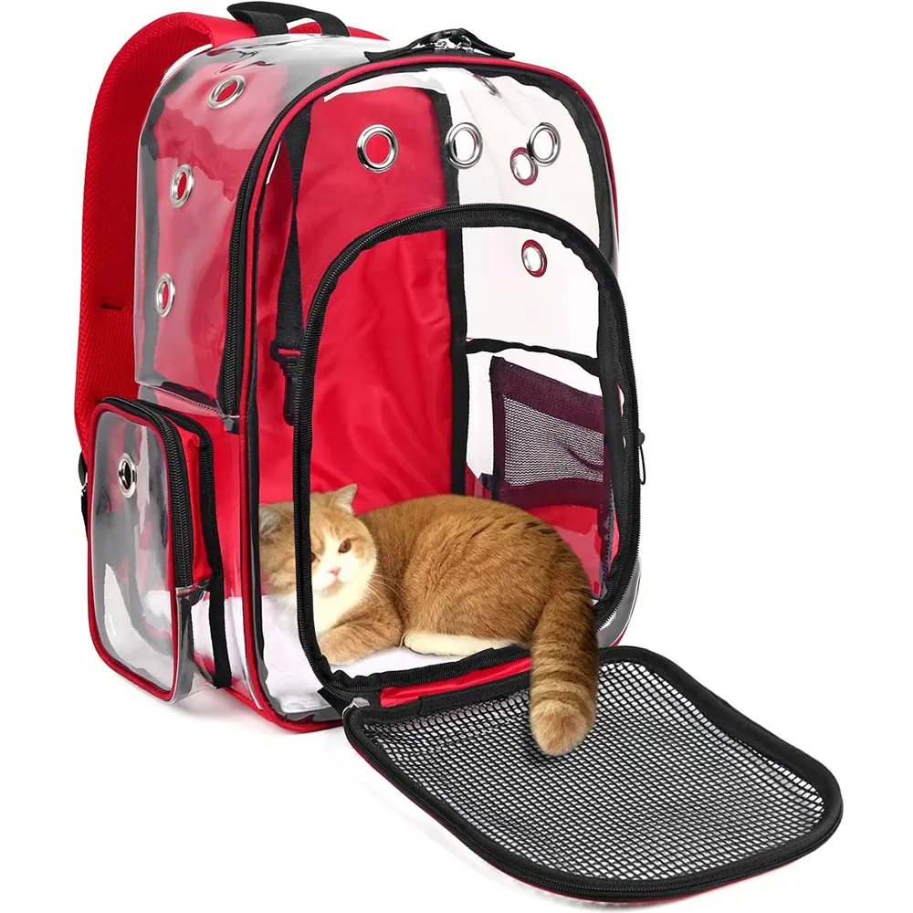 Vendita calda trasparente per animali domestici zaino da viaggio per cani da gatto borsa Multi-colore portatile da viaggio per animali domestici