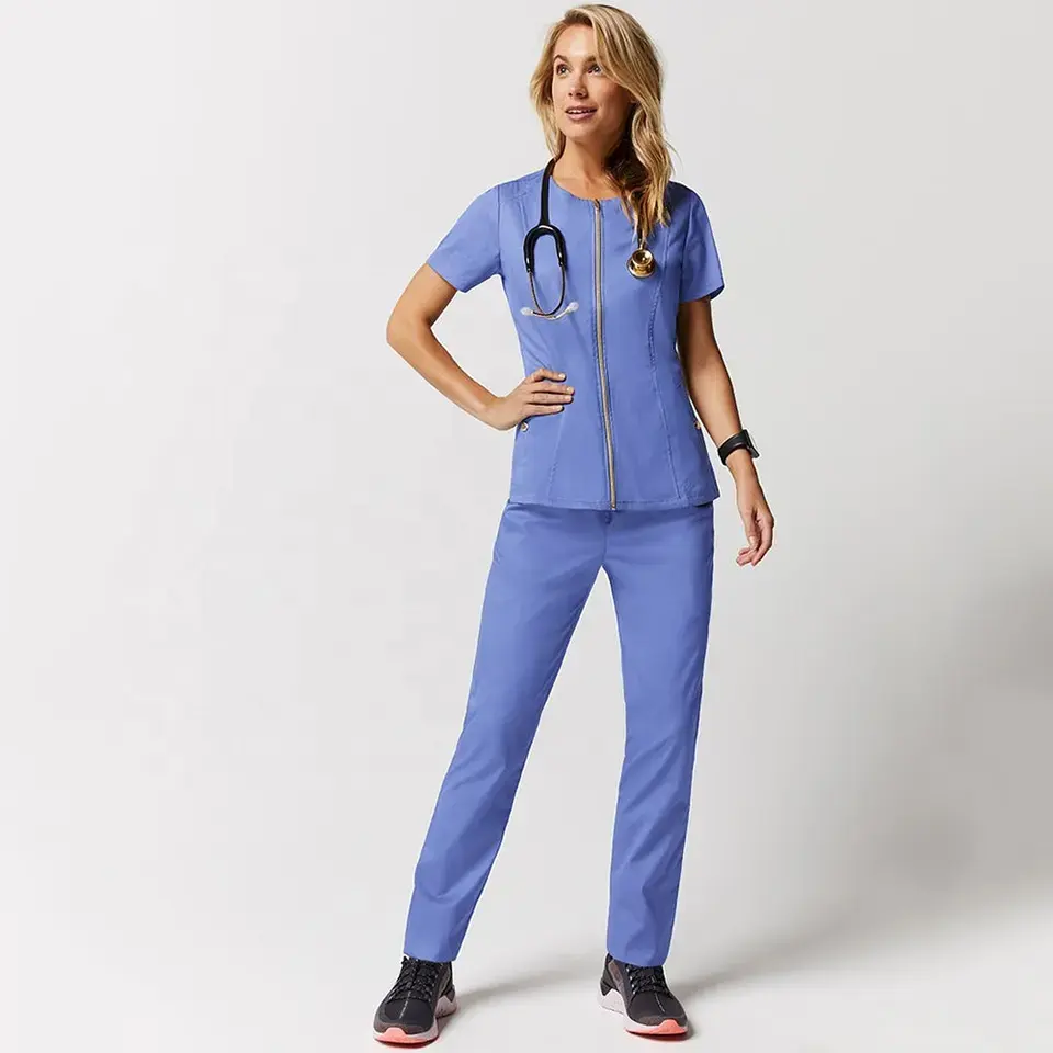 2024 सबसे ज्यादा बिकने वाले कपड़े समर्थन सामग्री नए डिजाइन ओएम महिला यूनिसेक्स मेडिकल नर्स स्क्रब वर्दी