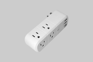 带旋转和多插头的插座扩展器，带6个交流3个USB端口 (1个USB C)，带壁式适配器充电器的3面电源带 - Product Image 5