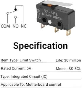 ENDSTOP rampaları mikro sınır anahtarı SS 5GL Mini anahtarları için 1.4 3D yazıcı aksesuarları - Product Image 5