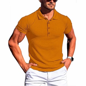MRMT2024真新しいメンズポロ<span class=keywords><strong>T</strong></span>シャツ男性スポーツトップス用高弾性垂直バースリーブポロシャツスリムフィットニット<span class=keywords><strong>T</strong></span>シャツ