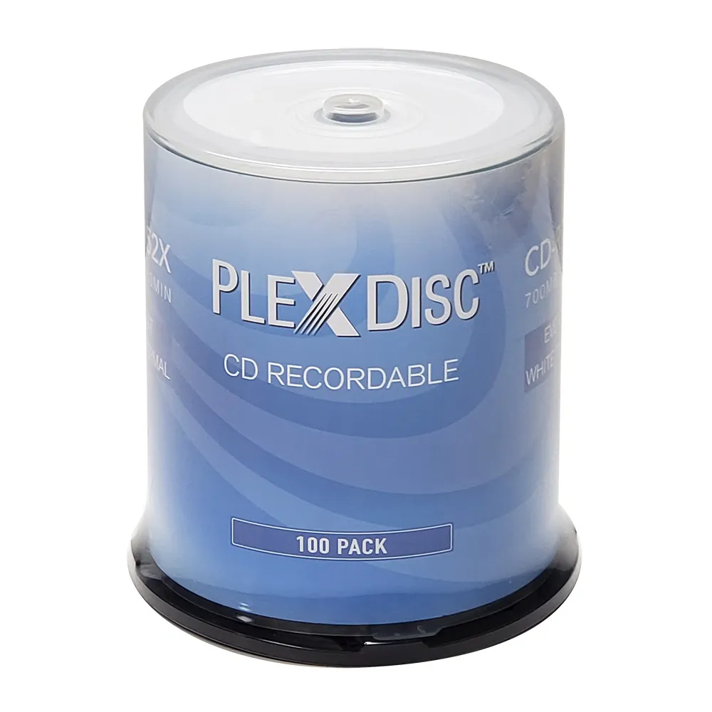 PlexDisc CD-R 700MB 52X cubo térmico branco Printable - 100 disco eixo