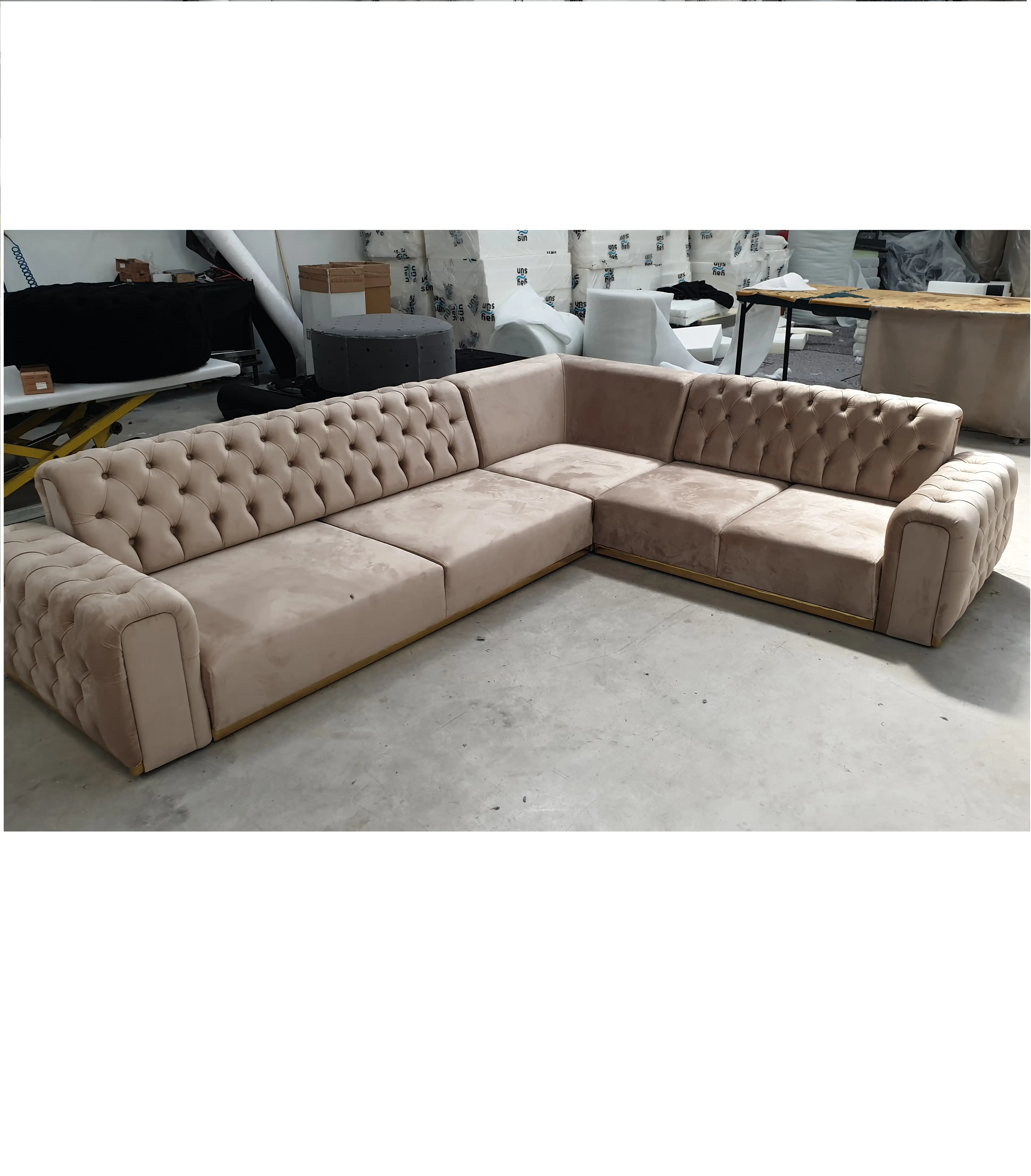 Canapé d'angle moderne Chesterfield avec dossier réglable Mobilier contemporain turc