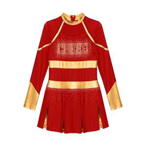 Toptan Cheer üniformaları kırmızı cheerdesigns kıyafetler amigo dans performans üniformaları özel tasarımlar Rhinestones ile setleri - Product Image 3