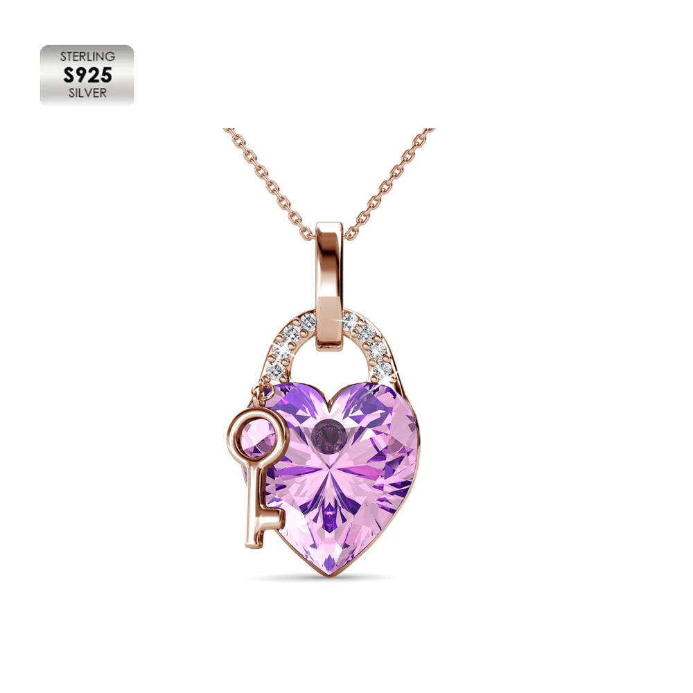 925 Silver 18k Rose Gold Plated Bridal Necklace PE