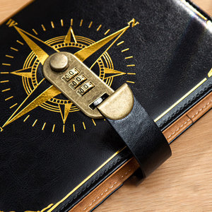 LABON A5 Refillable Locking Diary <strong>Notebook</strong> Vintage PU Leather Password Journal <strong>with</strong> <strong>Lock</strong> Creative Gift Set for Students - Product Image 2
