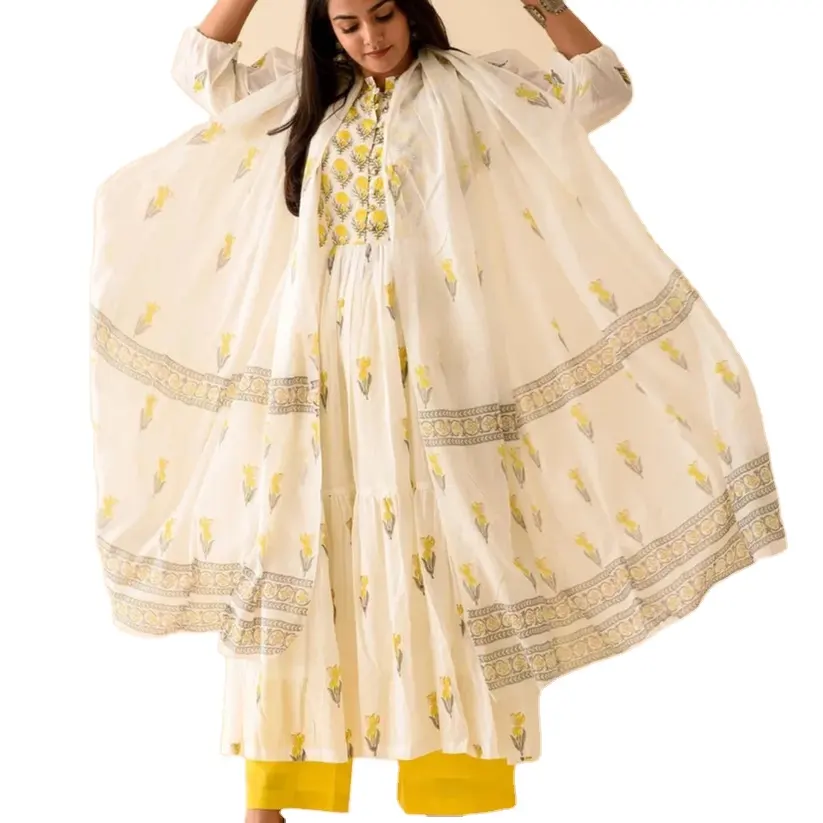 Maxi completo con giglio di limone stile indiano stile stile Kurti di qualità e pantaloni dal produttore indiano