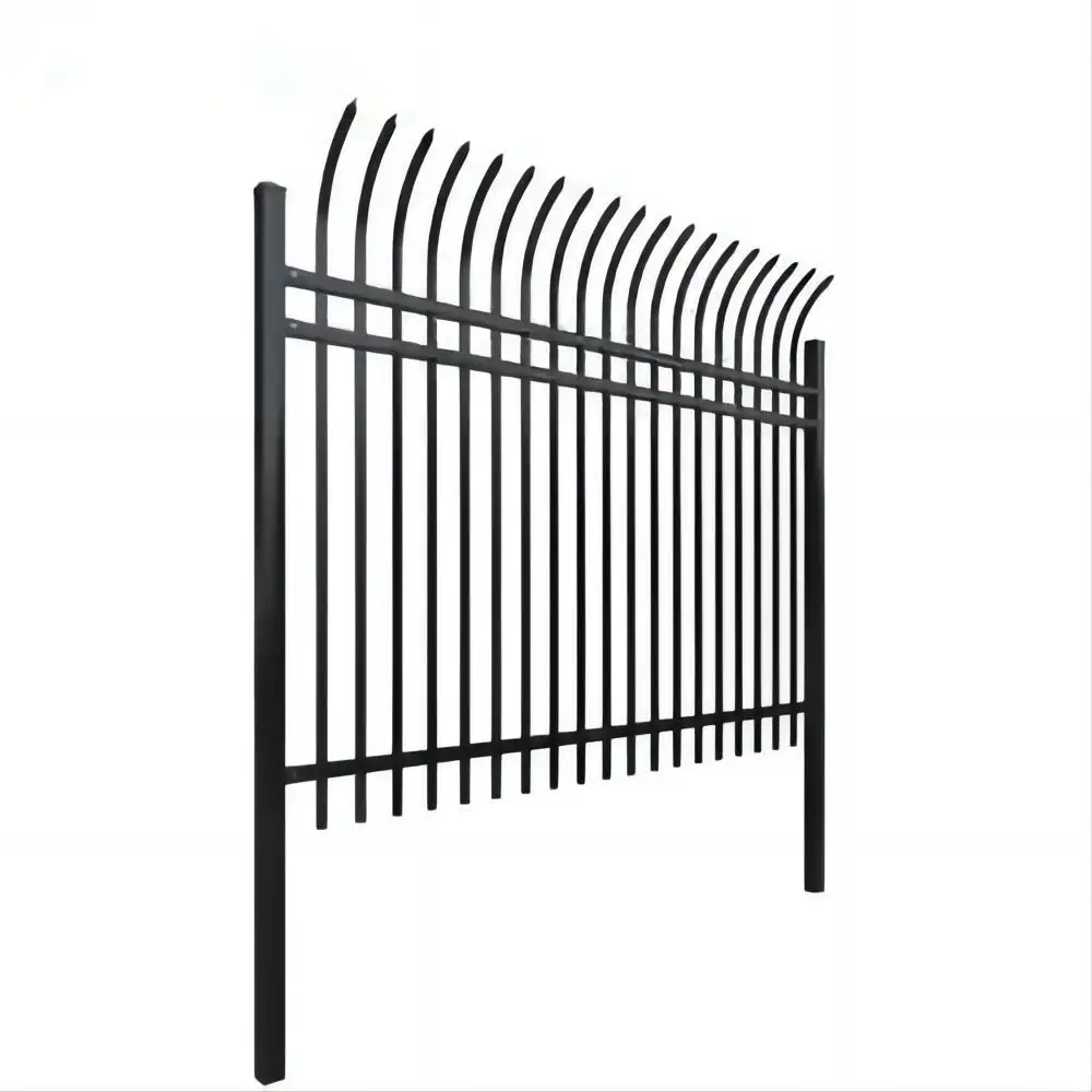 Neues Design schwarz Pulver beschichtete Stahl-Gitter Zaun umweltfreundliche Klappplatte Kunstschmiedeeisen-Zaunplatten für Haus schutz
