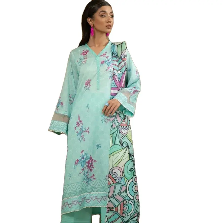 New Arrivals Summer Lawn / Cotton dress for ladies in very cheap price 3 pcs Unstitch Summer suits high quality lawn / Cotton