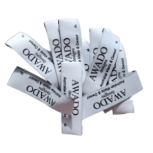 Low MOQ 50 PCS <strong>Customized</strong> Tag <strong>Labels</strong> High Density Woven Polyester Neck <strong>Labels</strong> <strong>Customized</strong> Damask Garment Woven <strong>Labels</strong>