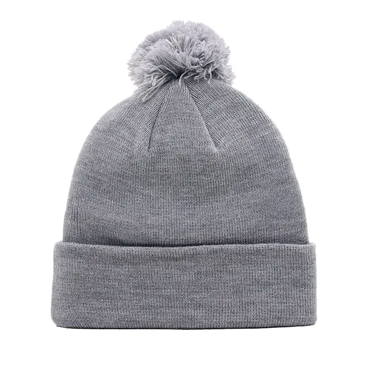 Nouveau 2024 mode en gros Pom Pom personnalisé blanc basique Pom Beanie hiver tricot chapeau haute qualité tissu bonnets