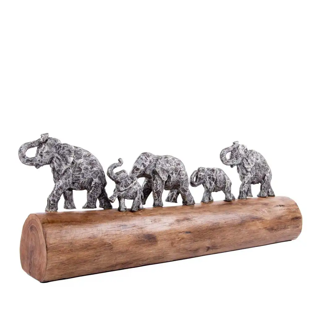 Representación de migración familiar de elefantes súper vendedora en troncos de madera Acento de decoración del hogar hecho de madera a la venta